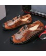 Sandals - Men Summer Sandals Sports Mesh Casual Shoes Breathable Leather Footwear