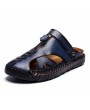 Sandals - Men's Casual Sandals Leather Youth Beach Shoes