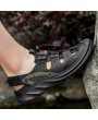 Sandals - Summer Hollow Breathable Casual Men Sandals Round Toe Elastic Band Outdoor Large Size Beach Shoes