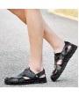 Sandals - Summer Men Leather Round Toe Dual-use Sandals Outdoor Hollow Beach Shoes Large Size