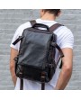 Laptop Backpack - Korean Unisex 15 inch Large Capacity Leather Computer Backpack Retro Outdoor Mountaineering Travel Bag