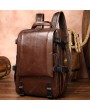 Laptop Backpack - Korean Unisex 15 inch Large Capacity Leather Computer Backpack Retro Outdoor Mountaineering Travel Bag