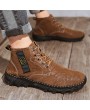 Boots - Autumn and Winter Men's Boots Large Size Handmade Casual Shoes Stitched Sole