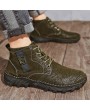 Boots - Autumn and Winter Men's Boots Large Size Handmade Casual Shoes Stitched Sole