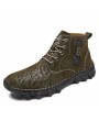 Boots - Autumn and Winter Men's Boots Large Size Handmade Casual Shoes Stitched Sole