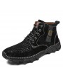 Boots - Autumn and Winter Men's Boots Large Size Handmade Casual Shoes Stitched Sole