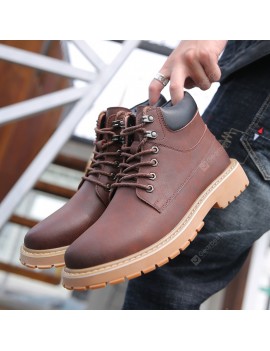 Autumn Men's Short Boots Leather Middle Cut Korean Style Trend British Breathable Men's Tooling Shoes