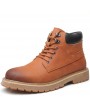 Boots - Autumn Men's Short Boots Leather Middle Cut Korean Style Trend British Breathable Men's Tooling Shoes