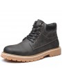 Boots - Autumn Men's Short Boots Leather Middle Cut Korean Style Trend British Breathable Men's Tooling Shoes