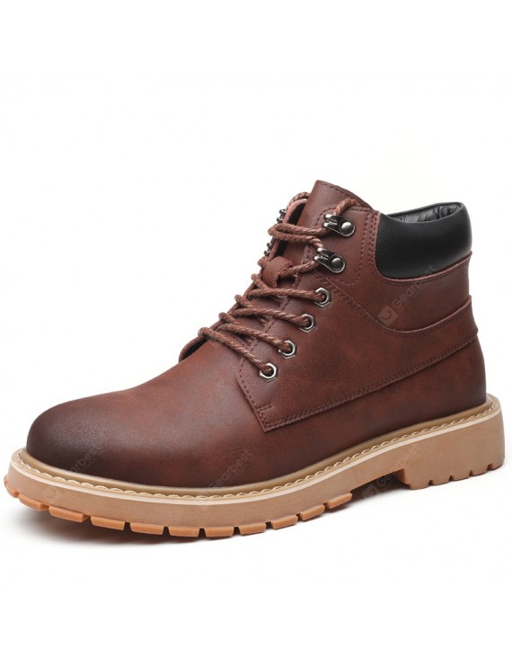 Boots - Autumn Men's Short Boots Leather Middle Cut Korean Style Trend British Breathable Men's Tooling Shoes