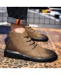 Boots - Autumn Winter Men's Boots Leather High-top Shoes Casual Large Size Plus Velvet Warm Boots