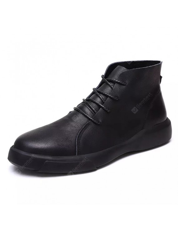 Boots - Autumn Winter Men's Boots Leather High-top Shoes Casual Large Size Plus Velvet Warm Boots