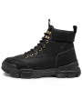 Boots - British Style Retro High-top Men Boots Solid Color Round Toe PU Shoes