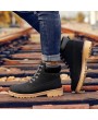 Boots - Fashion Men Outdoor Waterproof Rubber Snow Boots Leather Boot Lightweight Shoes