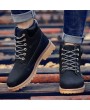 Boots - Fashion Men Outdoor Waterproof Rubber Snow Boots Leather Boot Lightweight Shoes