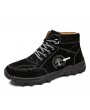 Boots - Large Size High-top Casual Leather Boots Handmade Microfiber Shoes Comfortable and Trendy Outdoor Hiking Shoes