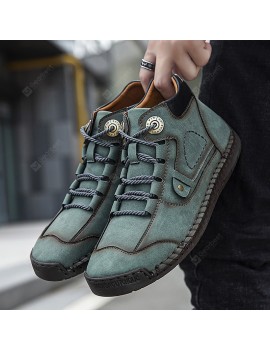 Male High-top Boots Men Winter Leather Casual Tooling Shoes Large Size