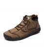 Boots - Male High-top Boots Men Winter Leather Casual Tooling Shoes Large Size