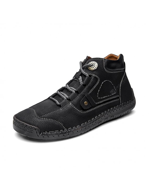 Boots - Male High-top Boots Men Winter Leather Casual Tooling Shoes Large Size