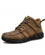 Boots - Men Boots Large Size Leather Tooling Outdoor Leisure British Men Shoes for Autumn Winter