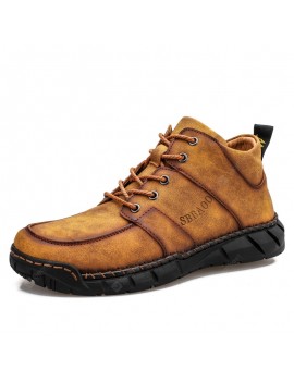 Men Boots Large Size Leather Tooling Outdoor Leisure British Men Shoes for Autumn Winter