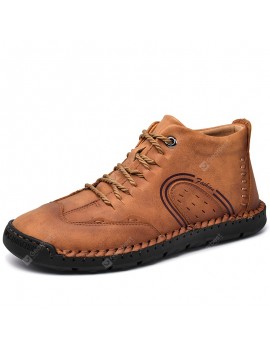 Men Tooling Boots Hand-stitching Large Size Fall and Winter Leisure Artificial Leather Shoes