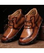 Boots - Men's Leather Boots Large Size Fashion Trend Personality Hand-sewn Middle Cut Tooling Boots