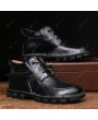 Boots - Men's Leather Boots Large Size Fashion Trend Personality Hand-sewn Middle Cut Tooling Boots