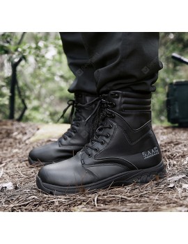 Men's Leather Boots Male High-top Shoes Waterproof Tactical Outdoor Sports Boots