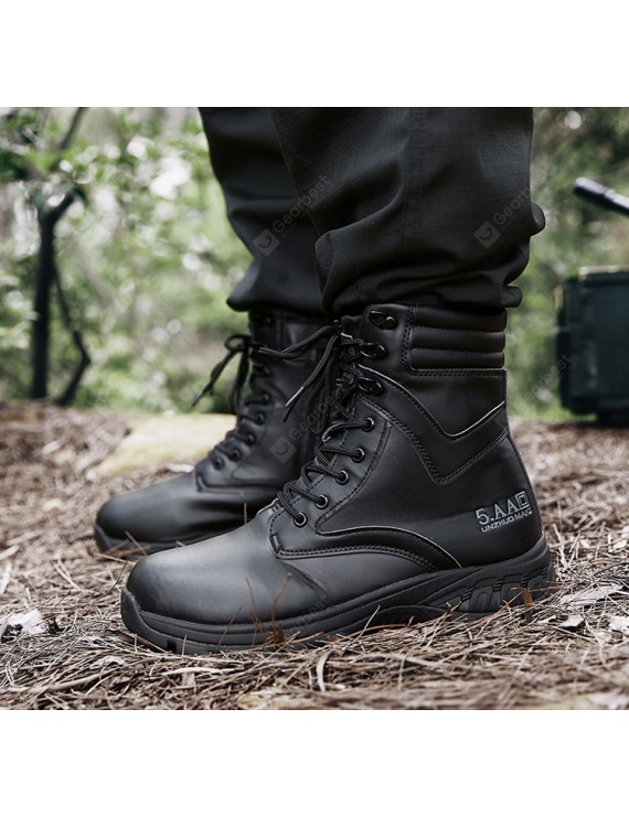 Boots - Men's Leather Boots Male High-top Shoes Waterproof Tactical Outdoor Sports Boots