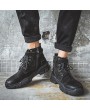 Men's Leather Winter Plus Velvet High-top Ankle Boots Fashion Men's Tooling Boots British Military Boots