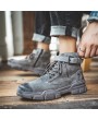 Men's Leather Winter Plus Velvet High-top Ankle Boots Fashion Men's Tooling Boots British Military Boots