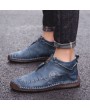 Boots - Men's Winter Casual Shoes Handmade Men's Boots High-top Zipper Flat-bottomed Ethnic Style Stitching