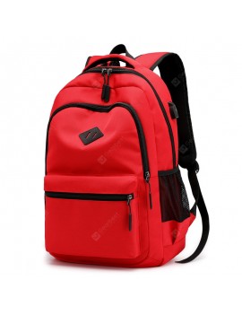 Leisure Charging Backpack Solid Color Waterproof Men's Backpack Can be Printed