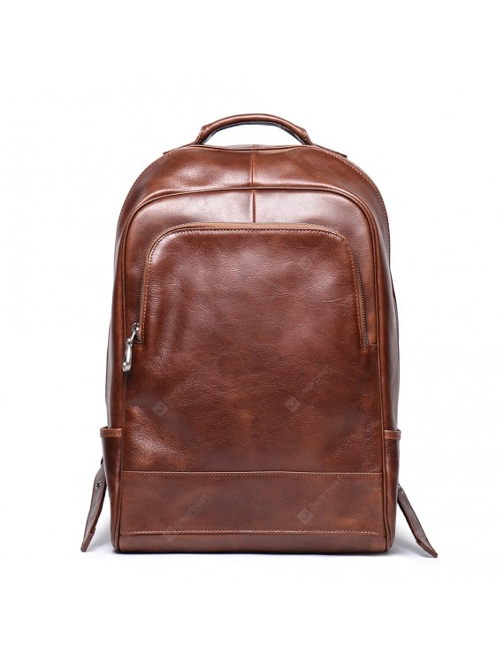 Casual Backpack - Men's Retro Leather Shoulder Bag Female Leather Travel Bag Large-capacity 16-inch Laptop Computer Bag