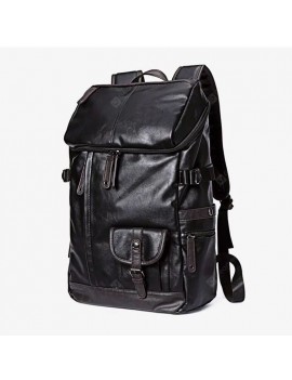 PU Leather Shoulder Bag Man Fashion Computer Bag Outdoor Travel Mountaineering Backpack