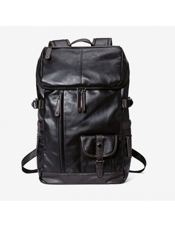 Casual Backpack - PU Leather Shoulder Bag Man Fashion Computer Bag Outdoor Travel Mountaineering Backpack