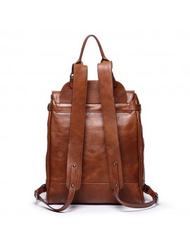 Shoulder Bag Men Hand-colored Vegetable Tanned Leather Female High-capacity Computer Backpack