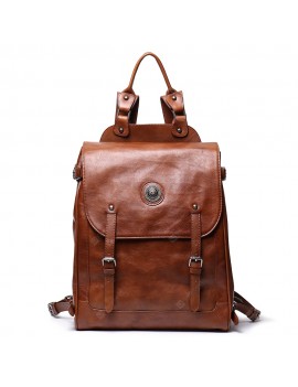 Shoulder Bag Men Hand-colored Vegetable Tanned Leather Female High-capacity Computer Backpack