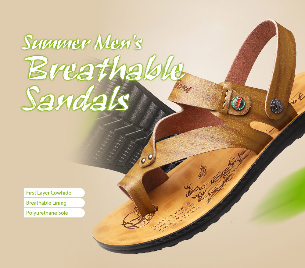 3318 Casual Microfiber Men's Sandals Two Wears - Brown 39 Summer Men's Breathable Sandals