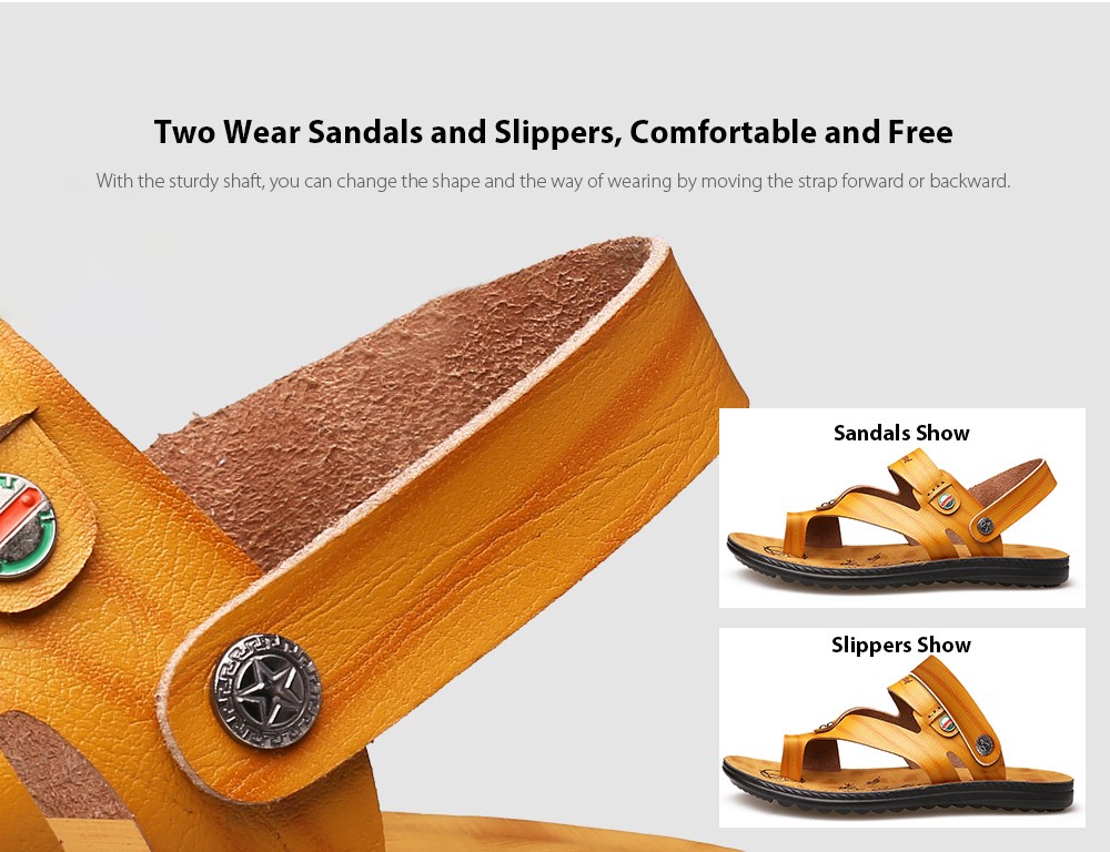 3318 Casual Microfiber Men's Sandals Two Wears - Brown 39 Two Wear Sandals and Slippers, Comfortable and Free