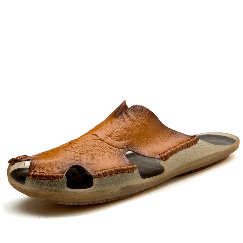 Summer Casual Beach Slippers Men's Sandals - yellow Brown 42