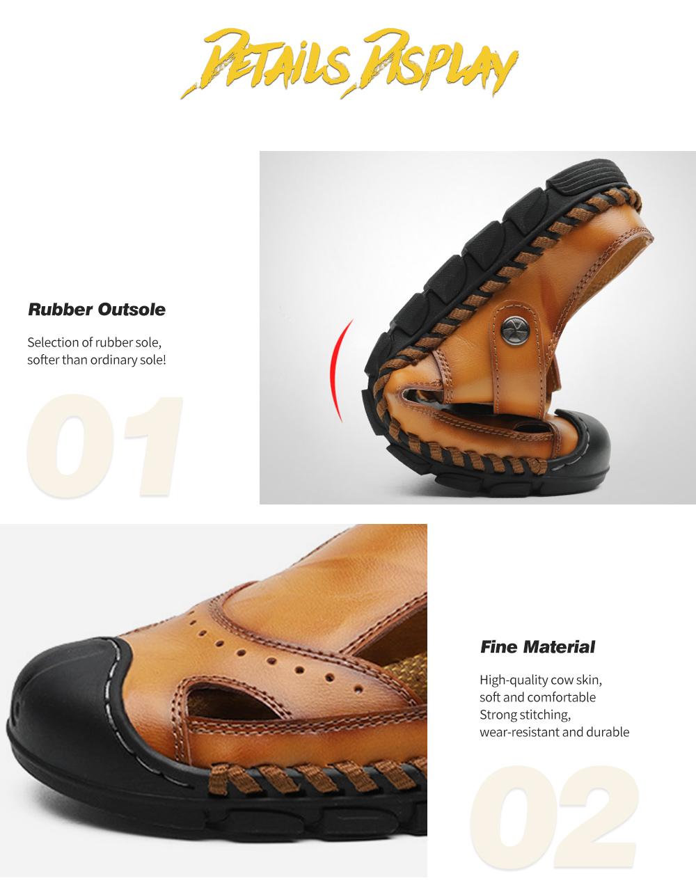 Slipper Male Summer Men's Sandals Breathable Casual Leather Sandals Dual-use Summer Camp Sandal Shoes - Red-brown 38