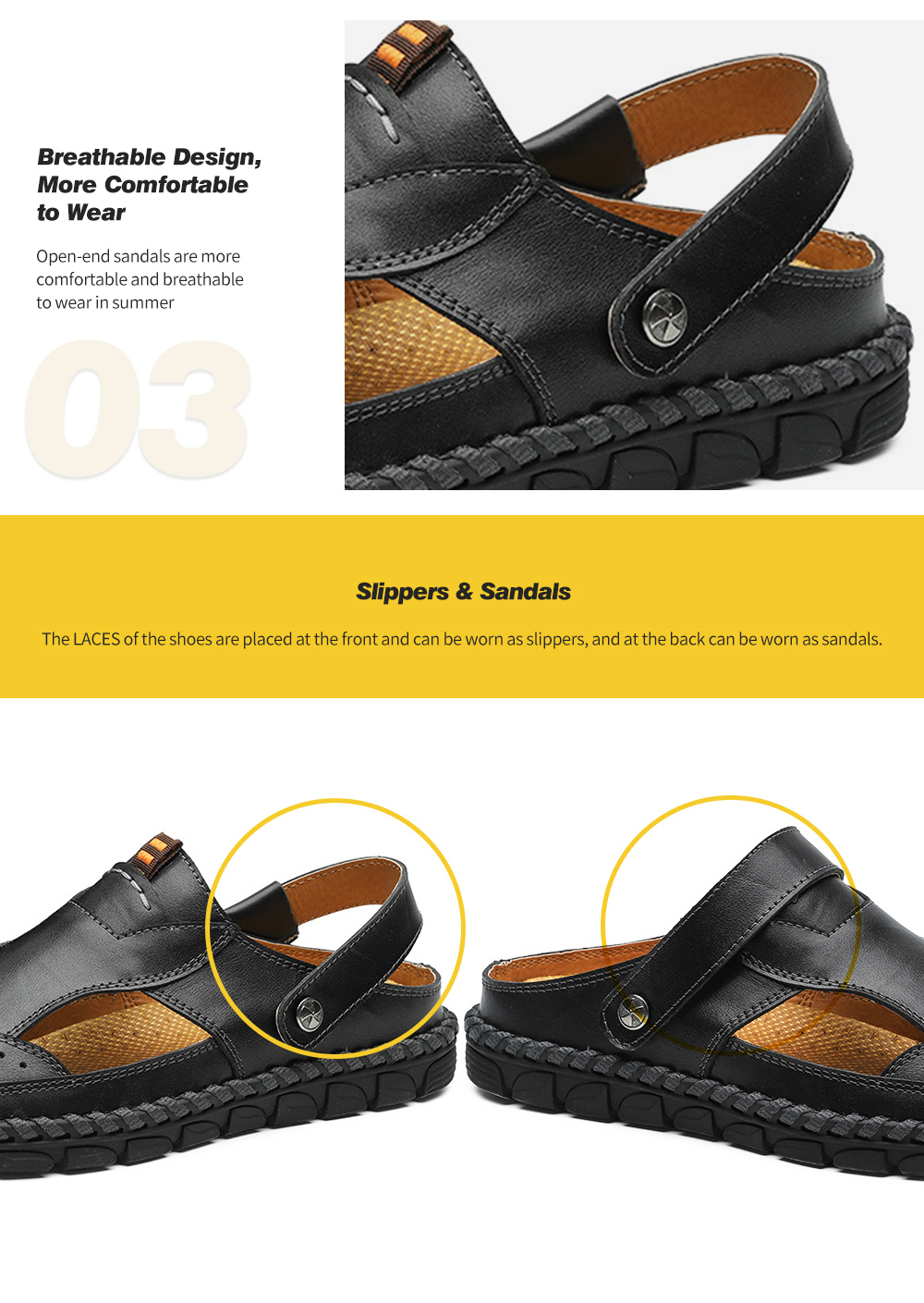 Slipper Male Summer Men's Sandals Breathable Casual Leather Sandals Dual-use Summer Camp Sandal Shoes - Red-brown 38